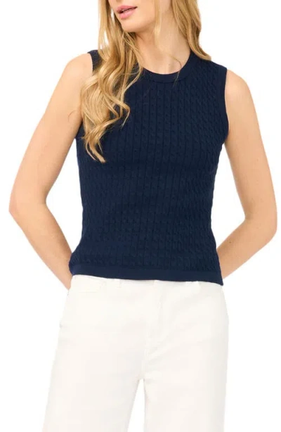 Halogenr Halogen(r) Cable Stitch Cotton Sweater Tank In Blue
