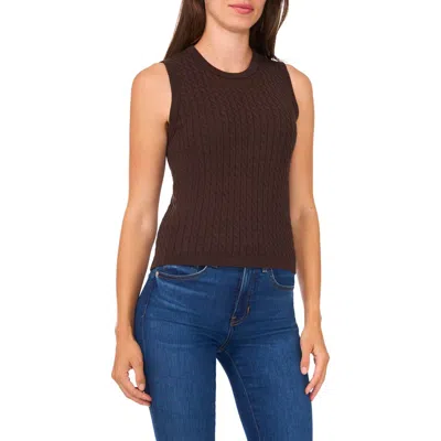 Halogenr Halogen(r) Cable Stitch Cotton Sweater Tank In Brown