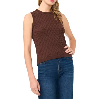Halogenr Halogen(r) Cable Stitch Cotton Sweater Tank In Brown