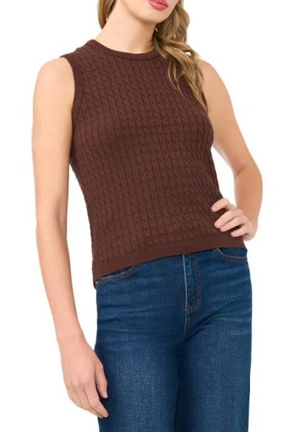 Halogenr Halogen(r) Cable Stitch Cotton Sweater Tank In Brown