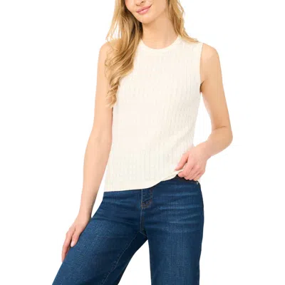 Halogenr Halogen(r) Cable Stitch Cotton Sweater Tank In White