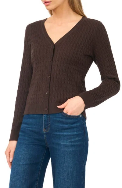 Halogenr Halogen(r) Cable Stitch V-neck Cardigan In Brown
