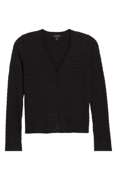 Halogenr Halogen(r) Cable Stitch V-neck Cardigan In Rich Black