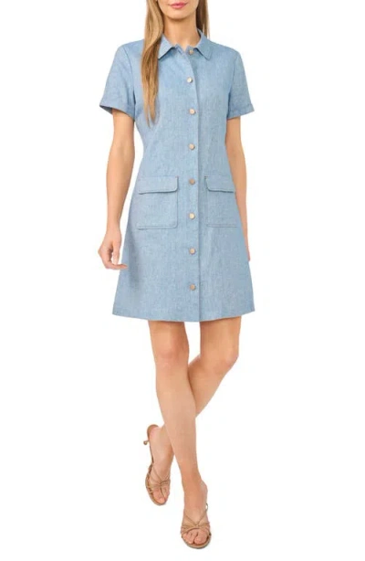Halogenr Halogen(r) Button-up Pocket Shirtdress In Blue