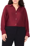 Halogenr Halogen(r) Charmeuse Button-up Shirt In Burgundy