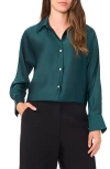 Halogenr Halogen(r) Charmeuse Button-up Shirt In Green