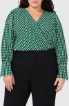Halogenr Halogen(r) Check Print Faux Wrap Top In Holly Green