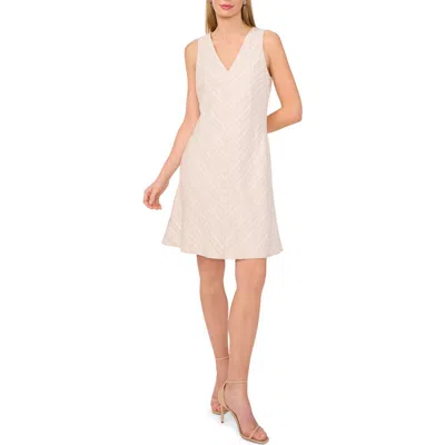 Halogenr Halogen(r) Chevron Stripe V-neck Sleeveless Dress In Almond Milk