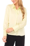 Halogenr Halogen(r) Collared Charmeuse Popover Top In Green