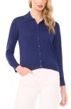 Halogenr Halogen(r) Collared Cotton Blend Cardigan In Blue