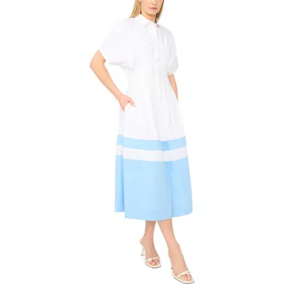 Halogenr Halogen(r) Colorblock Short Sleeve Cotton Shirtdress In White