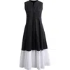 Halogenr Halogen(r) Colorblock Sleeveless Cotton Dress In Black
