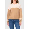 Halogenr Halogen(r) Colorblock Stripe Sleeve Sweater In Latte Heather Brown