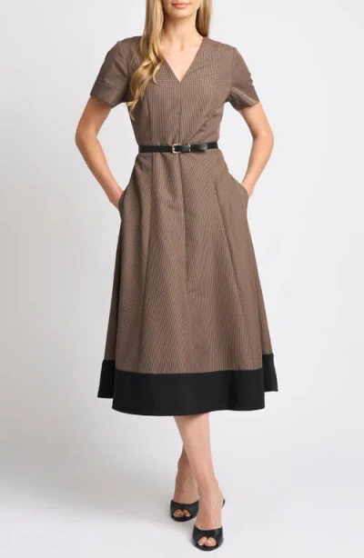 Halogenr Halogen(r) Combo Hem Dress With Leather Belt In Brown