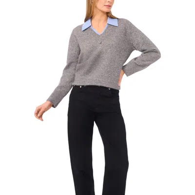 Halogenr Halogen(r) Contrast Collar Twofer Sweater In Gray