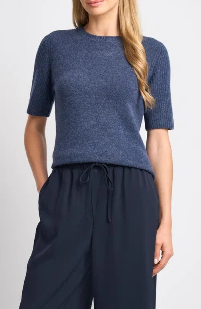 Halogenr Halogen(r) Contrast Ribbed Sleeve Sweater In Blue
