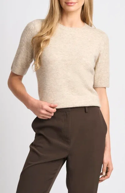 Halogenr Halogen(r) Contrast Ribbed Sleeve Sweater In Neutral