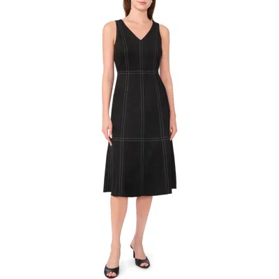 Halogenr Halogen(r) Contrast Topstitch Sleeveless Dress In Rich Black