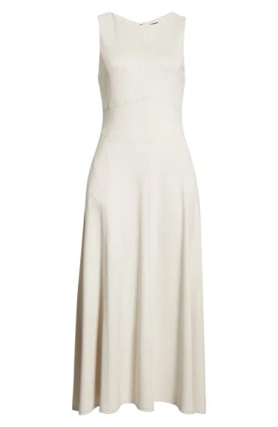 Halogenr Halogen(r) Contrast Topstitch Sleeveless Midi Dress In White