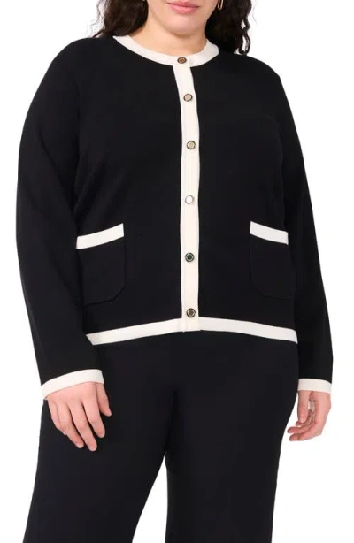 Halogenr Halogen(r) Contrast Trim Cardigan In Rich Black