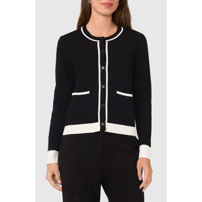 Halogenr Halogen(r) Contrast Trim Cardigan In Rich Black