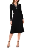 Halogenr Halogen(r) Contrast Trim Long Sleeve Sweater Dres In Rich Black