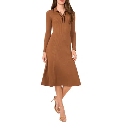 Halogenr Halogen(r) Contrast Trim Long Sleeve Sweater Dress