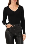 Halogenr Halogen(r) Contrast Trim Sweater In Rich Black/antique White