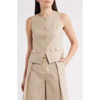 Halogenr Halogen(r) Crewneck Cutaway Vest In Neutral