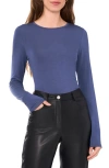 Halogenr Halogen(r) Crewneck Long Sleeve T-shirt In Vintage Indigo Blue