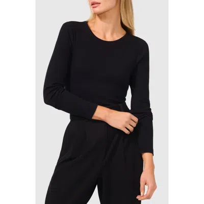 Halogenr Halogen(r) Crewneck Rib Top In Rich Black