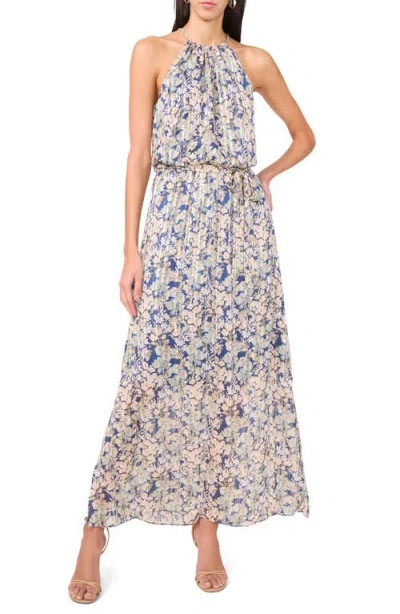 Halogenr Halogen(r) Curb Chain Detail Metallic Floral Maxi Dress In Pink Multi