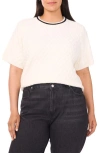 Halogenr Halogen(r) Diamond Stitch Short Sleeve Sweater In White