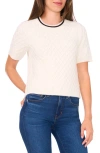 Halogenr Halogen(r) Diamond Stitch Short Sleeve Sweater In White