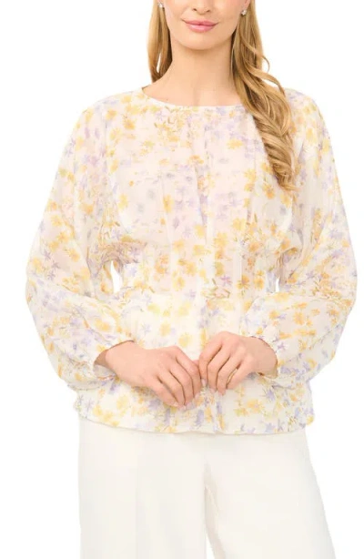 Halogenr Halogen(r) Ditsy Daisy Print Pleat Waist Top In White