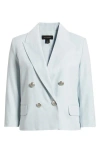 Halogenr Halogen(r) Double Breasted Crop Blazer In Blue