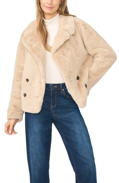 Halogenr Halogen(r) Double Breasted Faux Fur Peacoat In Neutral
