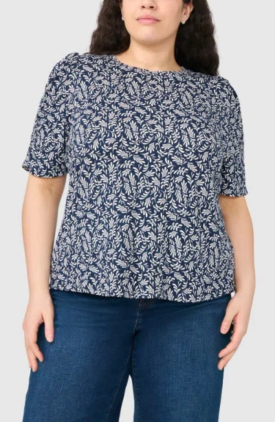 Halogenr Halogen(r) Elastic Gathered Sleeve Top In Blue