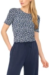 Halogenr Halogen(r) Elastic Gathered Sleeve Top In Blue