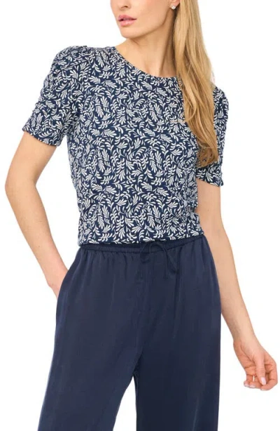 Halogenr Halogen(r) Elastic Gathered Sleeve Top In Blue