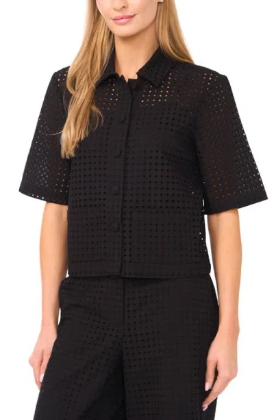 Halogenr Halogen(r) Eyelet Embroidery Woven Shirt In Black