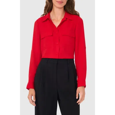 Halogenr Halogen(r) Flap Pocket Button-up Shirt In Ultra Red