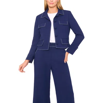 Halogenr Halogen(r) Flap Topstitch Jacket In Blue
