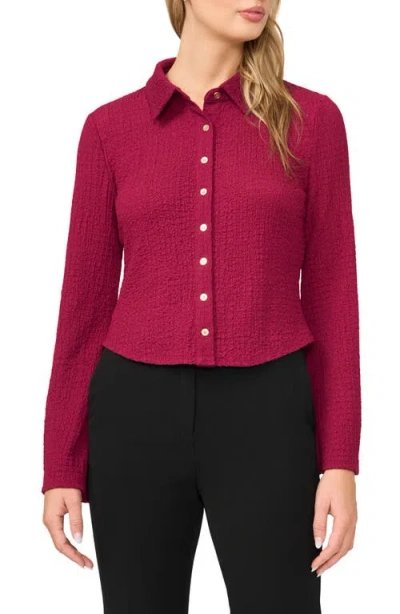 Halogenr Halogen(r) Flare Sleeve Knit Button-up Shirt In Deep Cherry