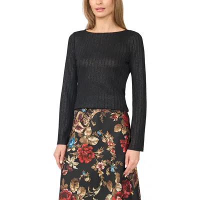 Halogenr Halogen(r) Flared Sleeve Bateau Neck Top In Black