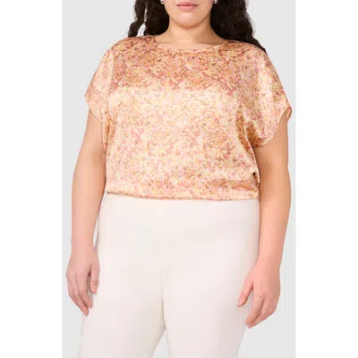 Halogenr Halogen(r) Fleur Stamp Satin Charmeuse Top In Sugar Peach
