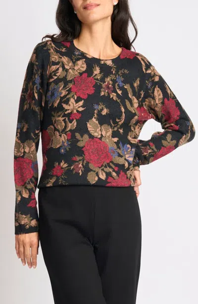 Halogenr Halogen(r) Floral Crewneck Sweater In Rich Black