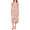 Halogenr Halogen(r) Floral Flutter Sleeve Tiered Maxi Dress In Coco Mauve
