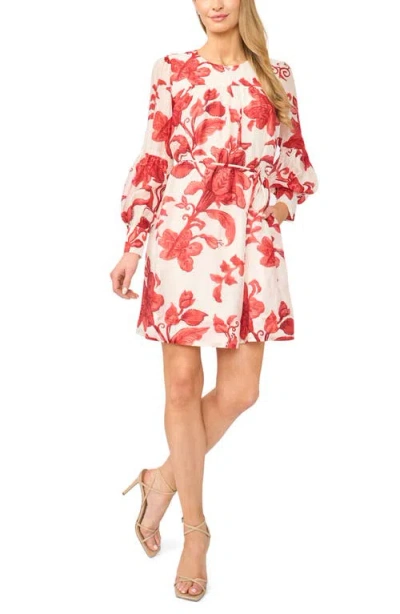 Halogenr Halogen(r) Floral Long Sleeve Dress In Red