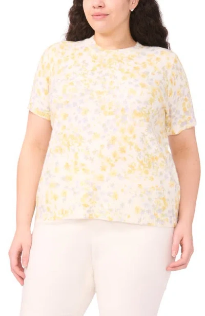 Halogenr Halogen(r) Floral Print Short Sleeve Sweater In White